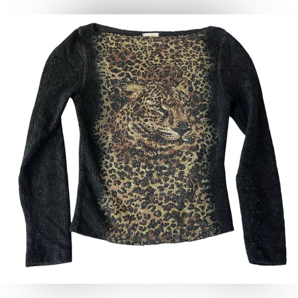 VINTAGE 90S CHARLOTTE RUSSE LIONESS ANIMAL PRINT SWEATER MEDIUM WOMENS